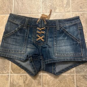 Cute jean shorts with suade ties